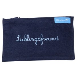 Men's Wash Bag Favourite Friend Dark Blue Embroidered 12 x 20 cm Ringelsuse, darkblue