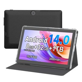 Vyrolinia Tablet 7 Inch Andriod with Protective Case, RAM 8GB(3+5Expand) ROM 32GB 1TB Expand, IPS 1024 * 600 Bluetooth, WiFi, GMS, Widevine L1,YouTube, Netfilx (Black)