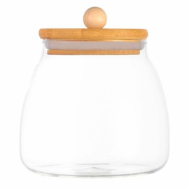 HOOPZOZA Glass Jar with Airtight Bamboo Lid 20 OZ Glass Container Storage for Kitchen Storage Candy Bottle 600ml (G-M)