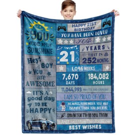 Xinvery 21ST Birthday Gifts for Boys,21ST Birthday Decorations Boys 21 Year Old Boy Birthday Gifts Happy Birthday Gifts Blankets Best Gifts Ideas for Teen Boy Throw Blankets 50"X60"