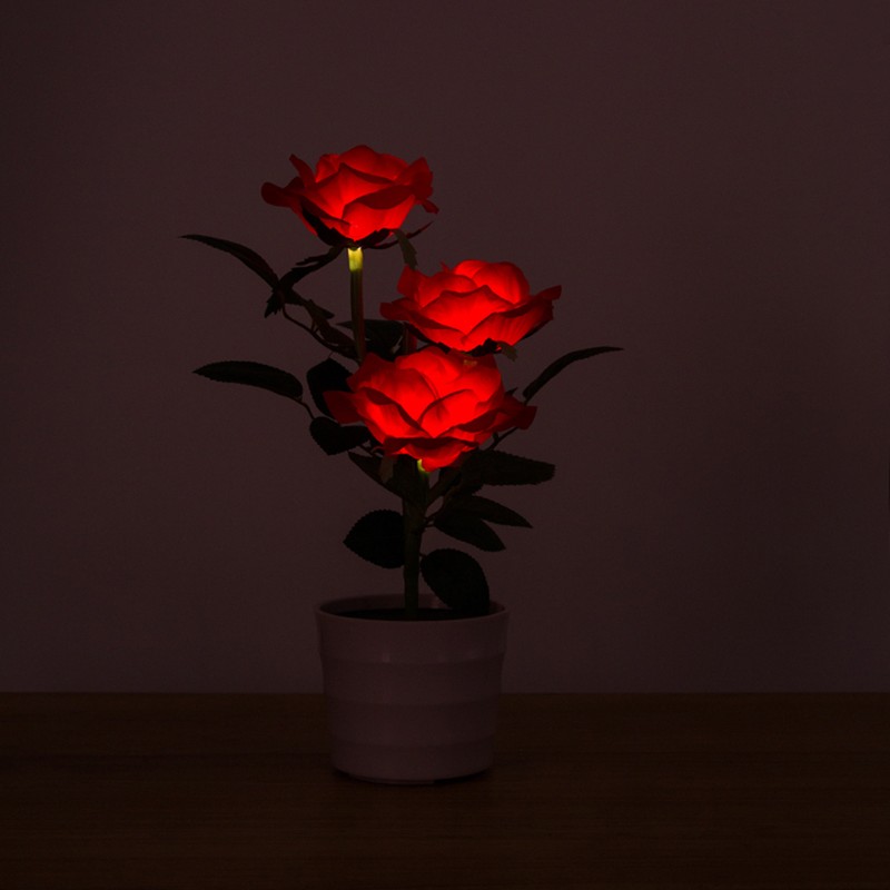 Solar Decorative Light Pot LED Simulation Flower Lights Outdoor for