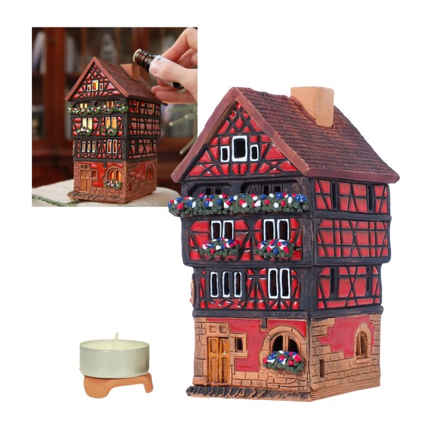 Midene Handmade Ceramic house Tea light Candle Holder Home decor