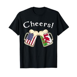 American Welsh Patriot US Flag Beer Drinks Wales Grown T-Shirt