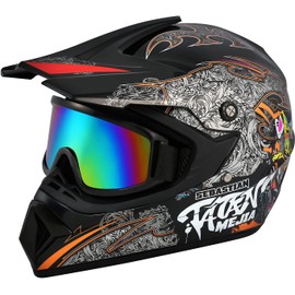 Senhill Motocross Helmet ATV Dirt Bike Helmets Off-Road Helmet with Gloves Goggles for Unisex Adult Youth DOT/FMVSS 218 Approved (X-Large, Black)