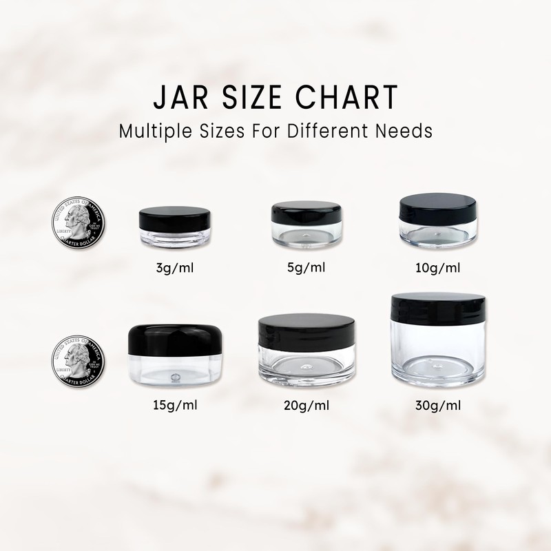 (Quantity: 25 Pieces) Beauticom 5G/5ML Round Clear Jars with Screw