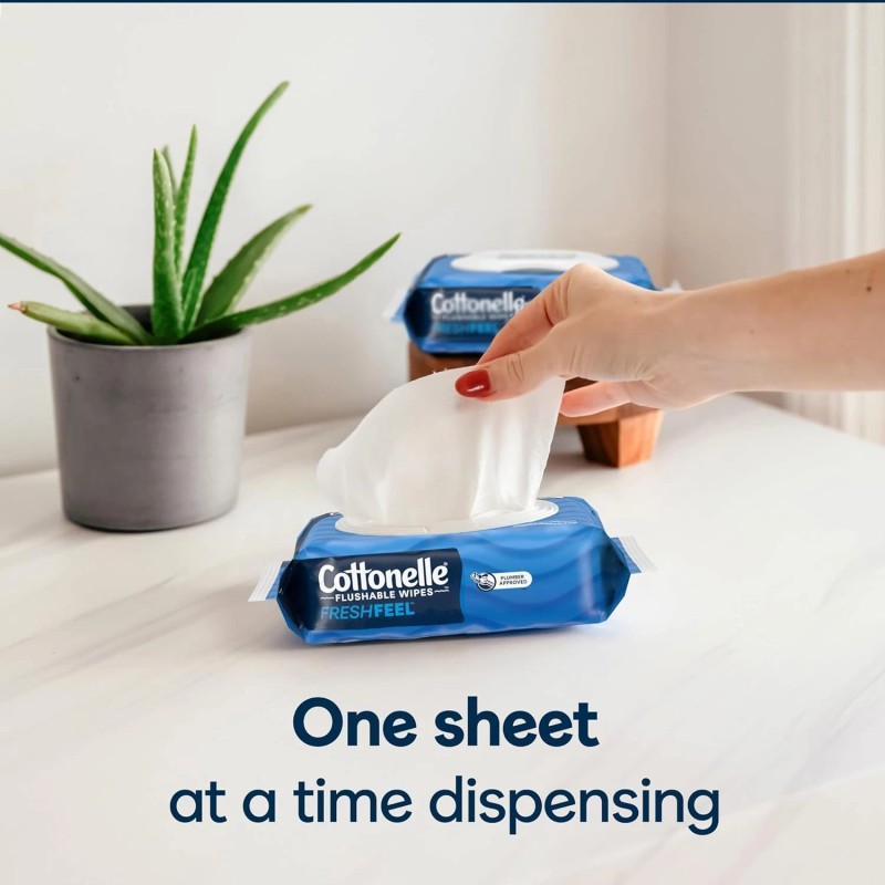 Cottonelle FreshFeel Flushable Wet Wipes for Adults 8 Flip Top