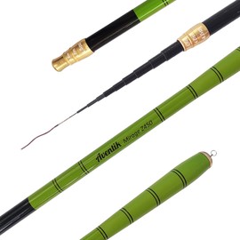 Aventik Mirage Telescopic Tenkara Rod 24T Pure Carbon 6:4 Action, Portable Collapsible Bass Crappie Floating Rod 6/8/10/12/15/18/21/24FT with Extra Sections,Ultralight Tenkara Rods (Green, 8)