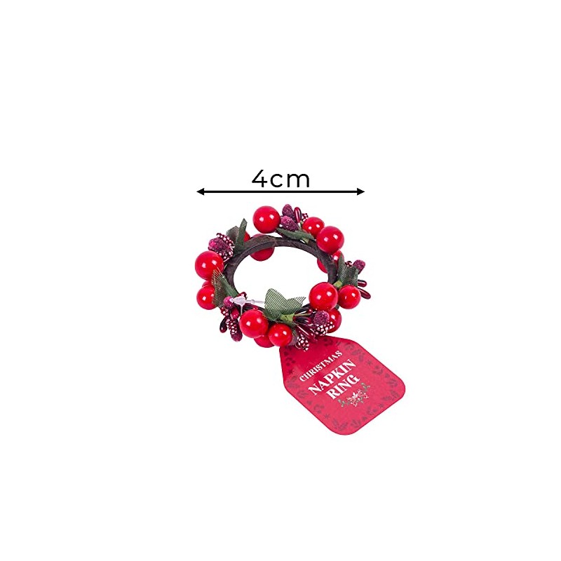 Harvey & Mason 4 Red Berry Napkin Rings Christmas Festive