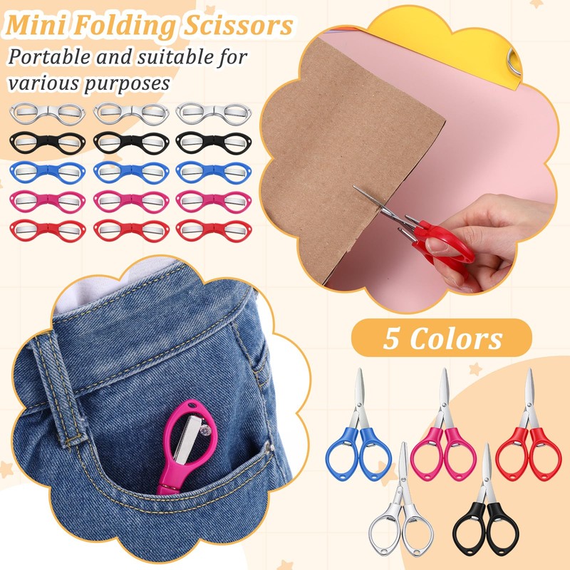 50 Pcs Mini Folding Scissors Small Foldable Travel Stainless Steel