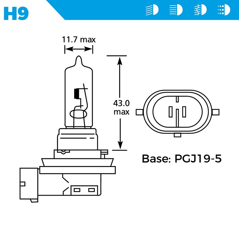 Simply S709 H9 Car Headlight Bulb, 12V, 65W, Comply with