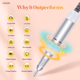 Electric Nail Drill Portable (Glossy White)