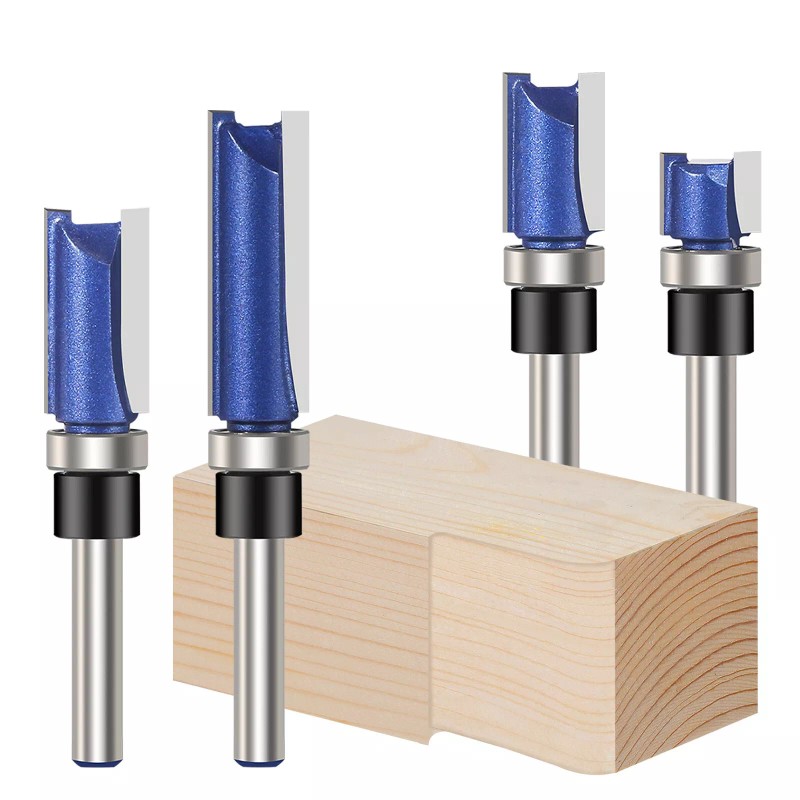 Vesery 4Pcs 1/4'' Shank Flush Trim Router Bit Bottom Bearing