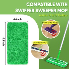 6-Pack Reusable Mop Pads Compatible with Swiffer Sweeper Mop - 100% Coral Fleece Washable Refills - Microfiber Dry & Wet Sweeping Cloths for Multi-Surface/Hardwood Floor Cleaning