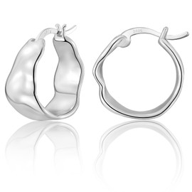 Chunky Silver Hoop Earrings for Women,Small Chunky Hoop Earrings Hypoallergenic 925 Silver Hoop Earrings 18K Gold Plated Hoop Earrings Unique Birthday Gifts for Girls Women