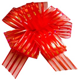 Gift Bows Red Organza Pull Bows Large Gift Wrapping Pulled Bow Ribbons Gift Bows for Present Wedding Car Party Hampers Gift Baskets Bouquet Craft Bows Pack of 5