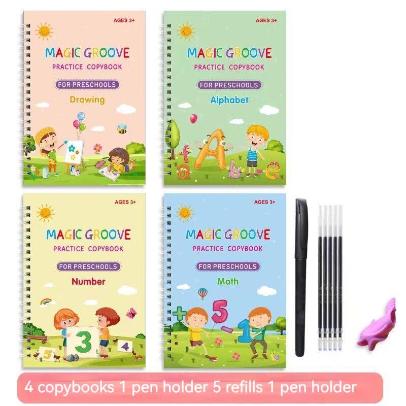 4pcs/pack Reusable Handwriting Practice Copybook Set Improve Writing Skills with