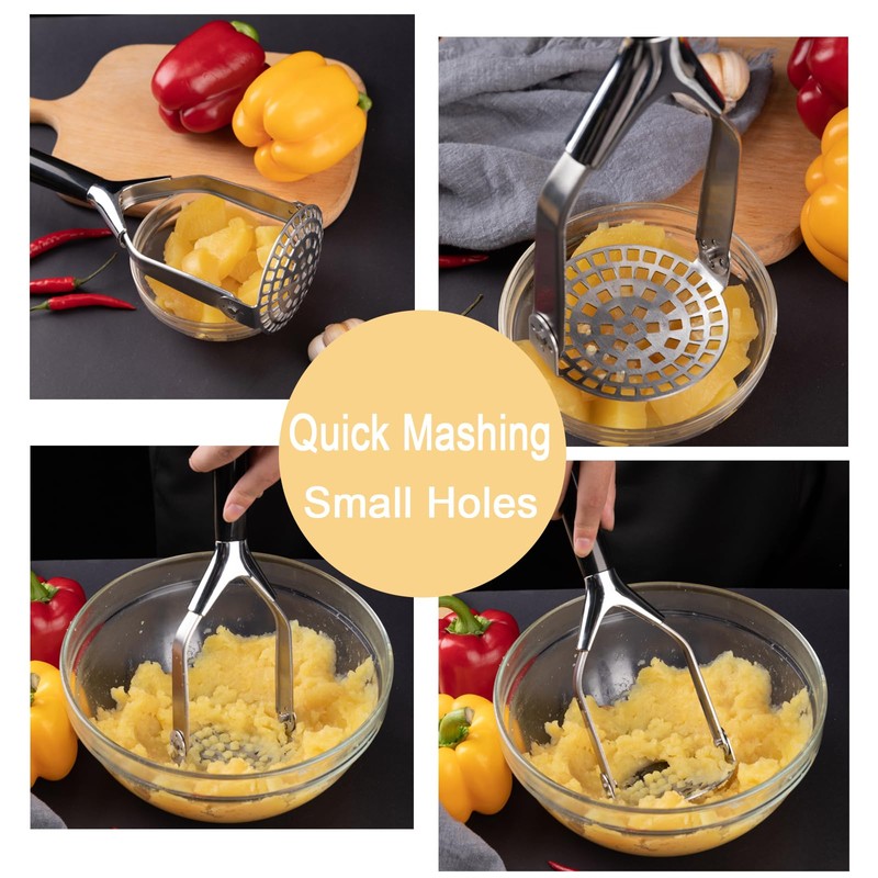 Obsoorth Mashed Potato Masher Stainless Steel Foldable Non Stick 12