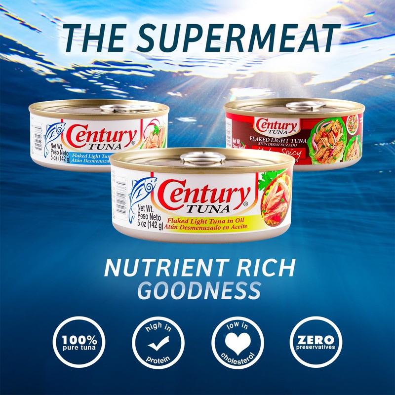 Century Tuna Premium Flaked Light Tuna in Oil – Six