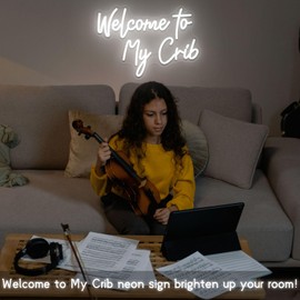 Welcome to My Crib Neon Sign, LED Room Light Up Signs for Wall Decor, Welcome Neon Light Sign for College Dorm Room Decor, Baby Kids Teen Bedroom, Living Room, Man Cave, Playroom