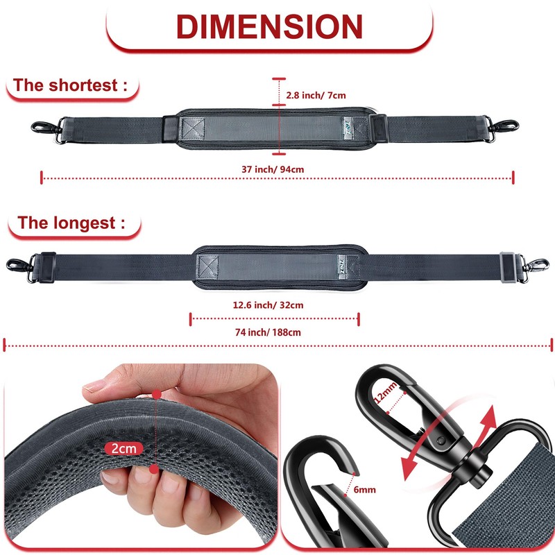 ZINZ 74" Shoulder Strap with Fixed Pad and Dual Balanced