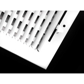 16" X 8" 2-Way-Vertical AIR SUPPLY GRILLE - VENT COVER & DIFFUSER - Flat Stamped Face - White [Outer Dimensions: 17.75"w X 9.75"h]
