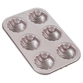 CHEFMADE Madeleine - Molde para tartas (6 cavidades, antiadherente, esférica, para hornear en horno (oro champaña)