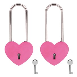 VeYocilk 2PCS Love Lock Heart Padlock,Rose Red Single Heart Wish Lock with Key for Lovers Wedding,Valentine's Day,Anniversary,Travel,Bridge(with Key)