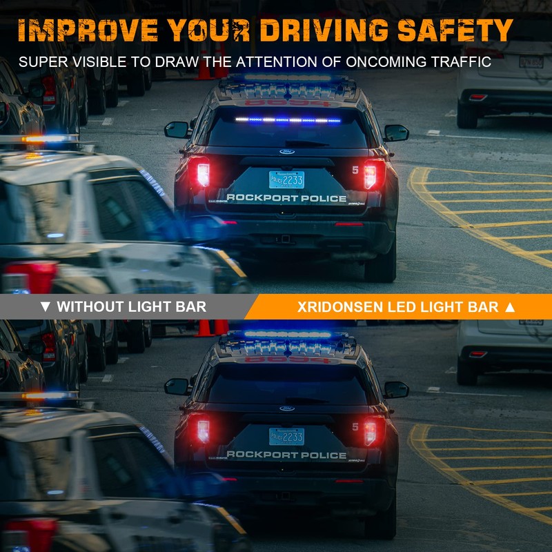 XRIDONSEN 35 inch Blue White Traffic Advisor Light Bar 48