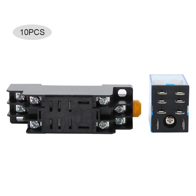 10 Sets 8 Pin Power Relay with Base AC220V Coil