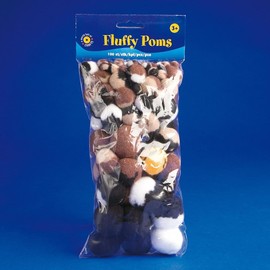 Playbox Animals Fluffy Poms (100 Pieces)