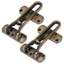 Topbuti Home Security Door Lock, 2 Pack Latch Guard Clasp Front Door Locks for Kids, Home Reinforcement Lock for Swing-in Doors, Hotel Door Latches, Thicken Solid Aluminium Alloy (Antique Brass)