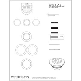 Westbrass D206B-LAS-12 4-1/2" OD Swedge-Lock Shower Drain Body with Grid Cover Plate, 1-Pack, Oil Rubbed Bronze