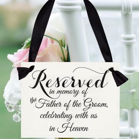 Yumoquee Wedding Memorial Sign in Memory of Parents Celebrating from Heaven Ceremony Seat Banner Father of The Groom