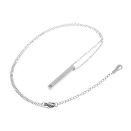 TEHAUX Elegant Metal Necklace Bar Pendant Stainless Steel Chain for Women Men's Fashion Jewelry