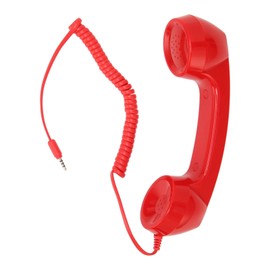 Cell Phone Handset, Vintage Retro Telephone Handset Mobile Phone Telephone Receiver for All Smartphones and Computers with 3.5mm Headphone Jack (Red)
