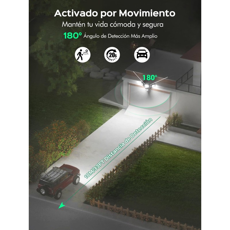 Lightasea LED Spotlight with Motion Sensor Outdoor, 100 W, 10000