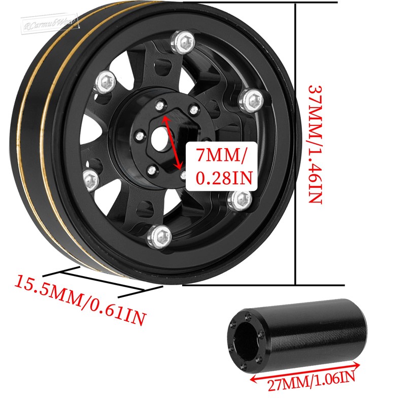 RCarmubWow RC 1.3 Beadlock Wheels Single & Dually for 1/18