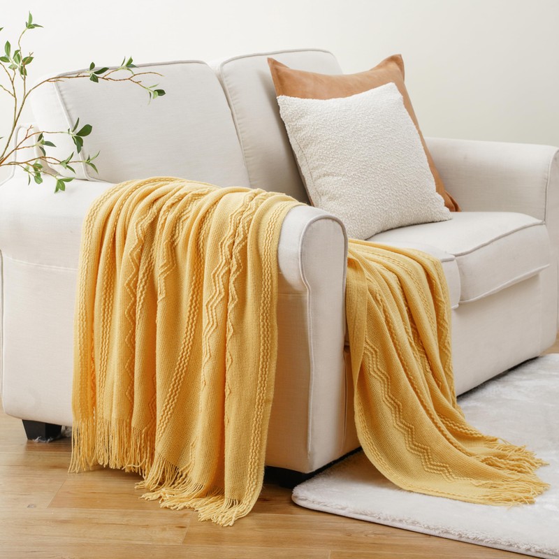 BATTILO HOME - Manta de punto suave, ligera, con textura