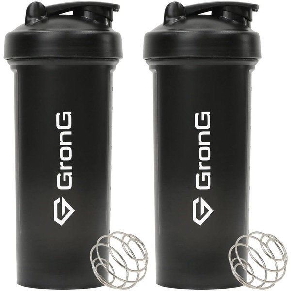 Glong Protein Shakers Black 1000ml Set of 2 Large Capacity