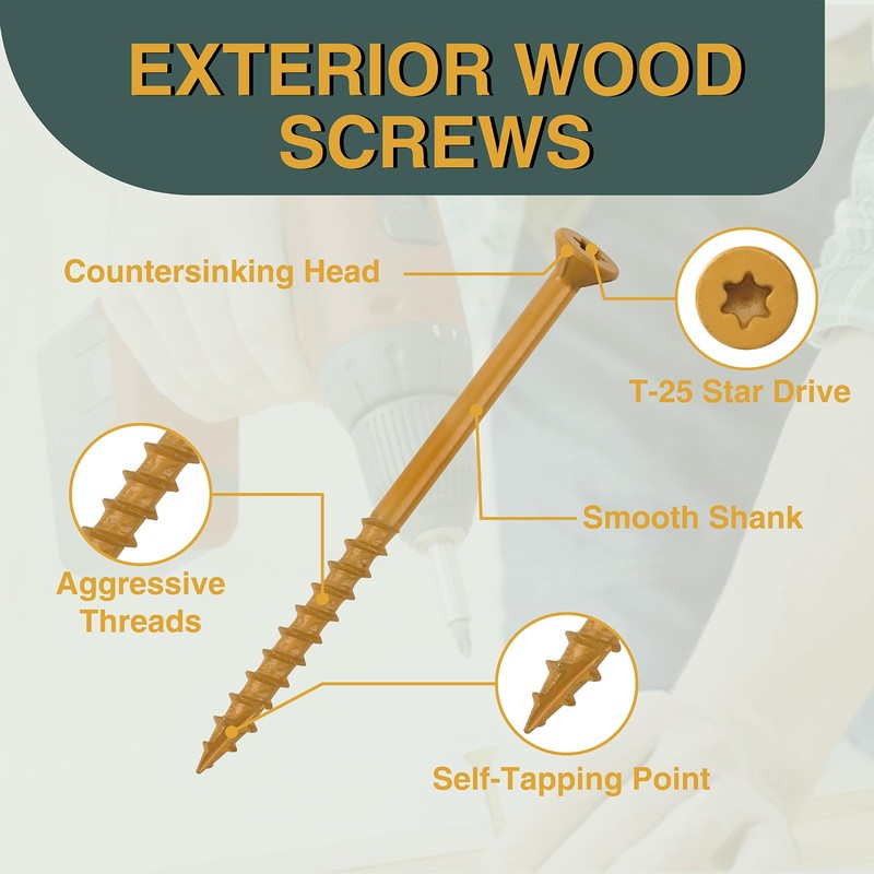 T.K.Excellent Deck Screws 2-1/2 Inch Wood Screws #9 x 2-1/2,