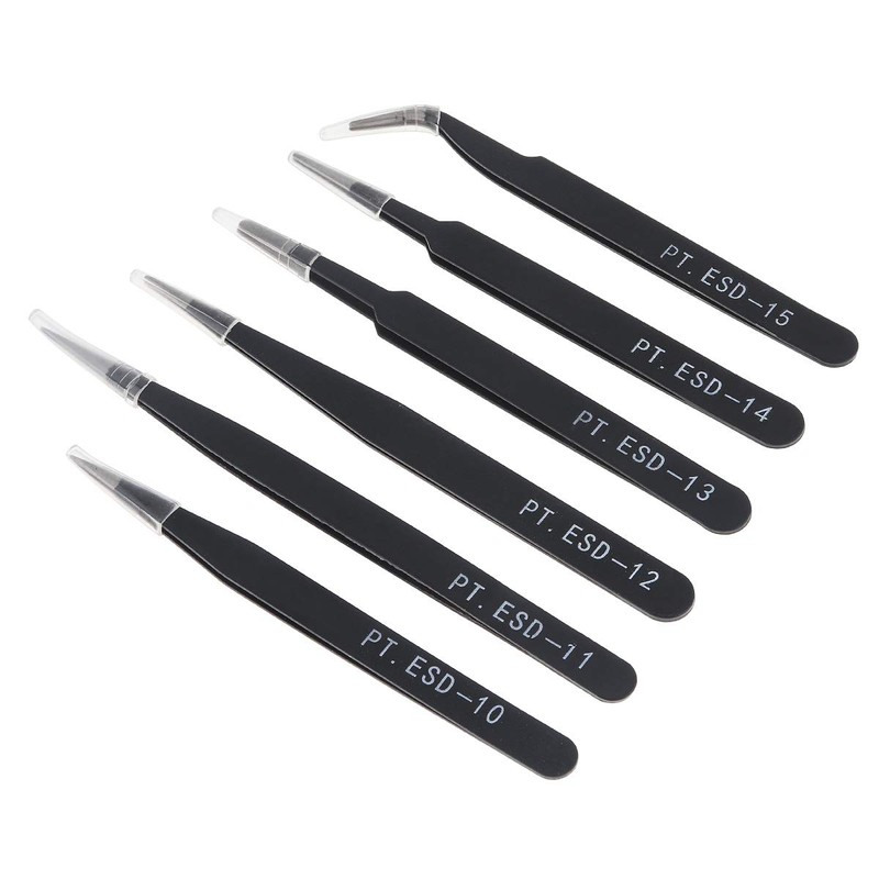 OriGlam 6PCS Precision Tweezers Set, ESD Tweezers Set, Anti-Static Stainless
