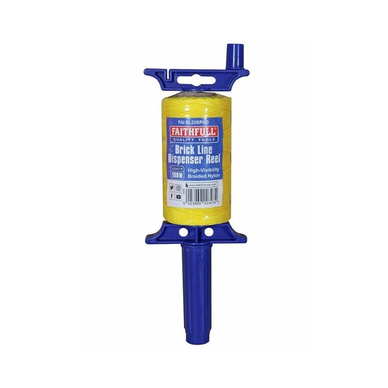Faithfull FAIBLDISPHD Brick Line Dispenser Reel with Hi-Vis Braided Nylon