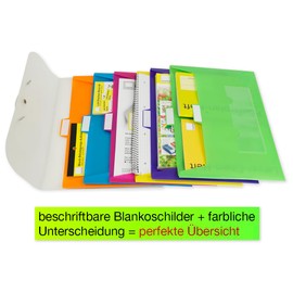 TimeTEX Hanging Orga Folder for A4, 7 Compartments, Transparent, Compact Closable and for Hanging on Doors and Walls