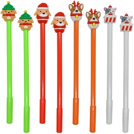 Maydahui 12 PCS Christmas Dog Gel Pen Cute 3D Animal Pens Xmas Tree Snowman Reindeer Santa Claus Style Black Ink for Christmas Party School Students