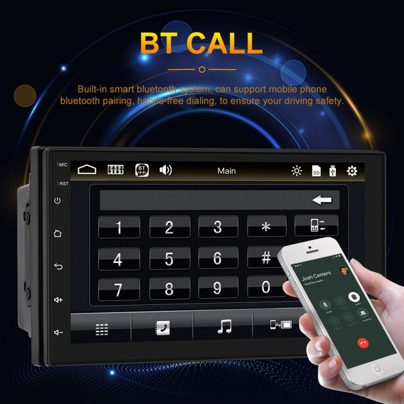 METEESER 7" Double Din Car Stereo with Apple Carplay &