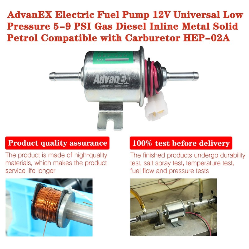 AdvanEX Electric Fuel Pump 12V Universal Low Pressure 5-9 PSI