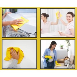 Sleek Style® Multi-Purpose Cleaning Cloths Pack of 6 Cleaning Cloths for Kitchen Super Absorbent Kitchen Dish Towels Rags Washing Wipes Yellow Cleaning Cloths Lint Free Cloths for Cleaning 38 x 40 cm