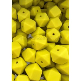 Unbranded 25 Qty 14mm Lemon Yellow Hexagon Silicone Beads, Loose Beads