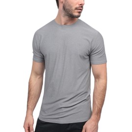 INTO THE AM Athletic Workout Shirts for Men Fitted Gym Sports Running Fitness Dry Fit Plain Tees (Grey, X-Large)