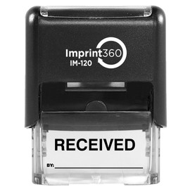 Imprint 360 Received Stamp with by: Line,Heavy Duty Commercial Self-Inking Rubber Stamp,